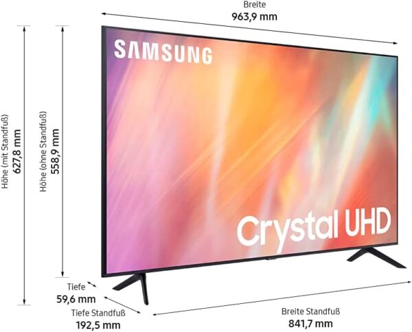 Samsung Crystal UHD 4K TV 43 Zoll (GU43AU7179UXZG, Deutsches Modell), HDR, Q-Symphony, rahmenloses Design, Smart TV [2021] – Bild 3