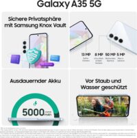 Samsung Galaxy A35 5G Smartphone, Android-Handy ohne Vertrag, 128 GB / 6 GB RAM, 2 Tage Akkulaufzeit, 50-MP-Kamera, Awesome Navy, 2,5 Jahre Herstellergarantie – Bild 4