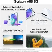 Samsung Galaxy A55 5G Smartphone, Android-Handy ohne Vertrag, 256 GB / 8 GB RAM, 2 Tage Akkulaufzeit, 50-MP-Kamera, Awesome Navy, 2,5 Jahre Herstellergarantie – Bild 4