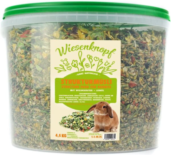 Wiesenknopf Kaninchenfutter 4,5kg Strukturfutter mit Kräuter