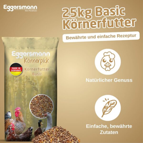 Eggersmann Körnerpick Hühnerfutter 25 kg Körnerfutter Basic - Basic Hühner Körnerfutter Geflügelfutter - Premium Körnermischung für Hühner Gänse und Enten – Bild 2